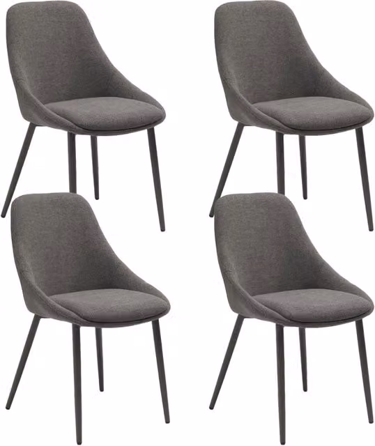 Set 4 Sedie Kira 51x59x85 cm in Tessuto Easy-Clean Grigio Scuro