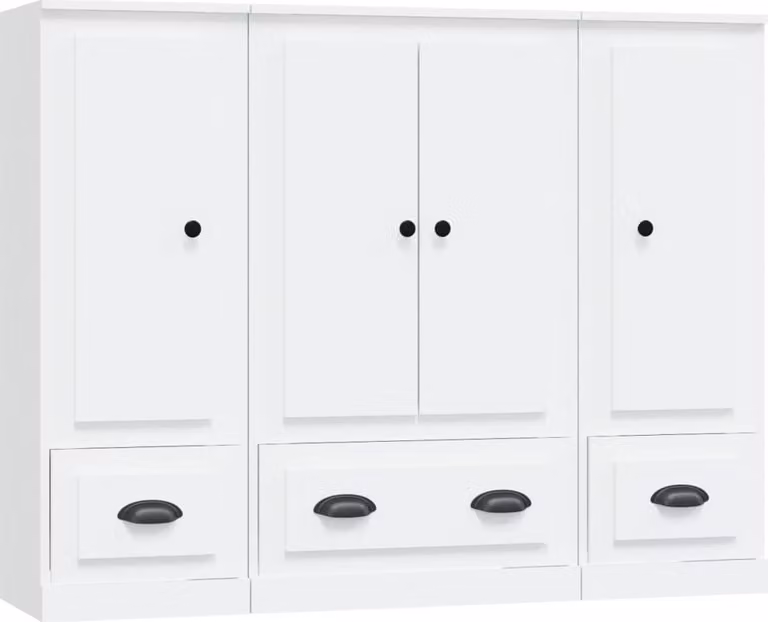 Credenze 3 pz Bianche in Legno Multistrato