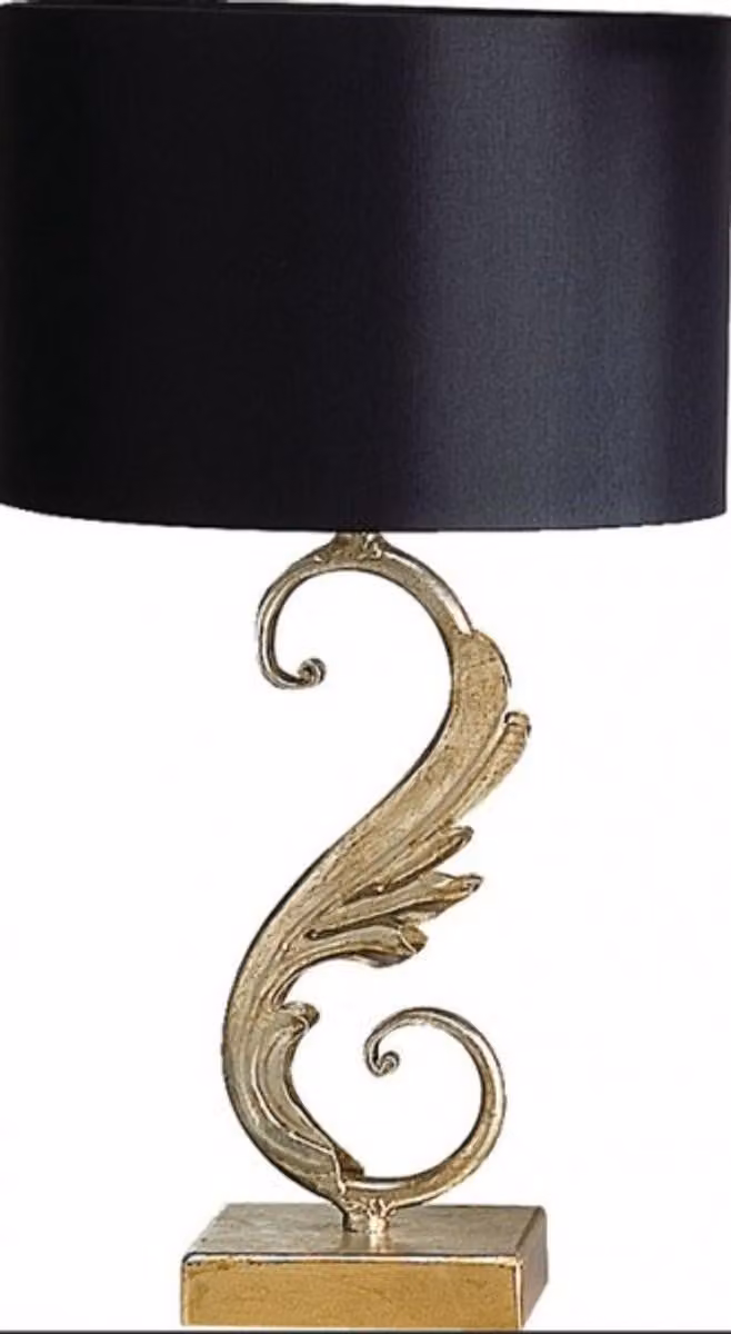 Lampada da tavolo in stile barocco "Casa Padrino", nera e dorata, dimensioni 45 x 24 cm - Lampada a colonna artigianale prodotta in Italia