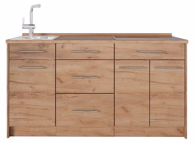 Cucine componibili piccole Vicco Fame-Line Rovere dorato 150 cm, PL Rovere, Model 65416