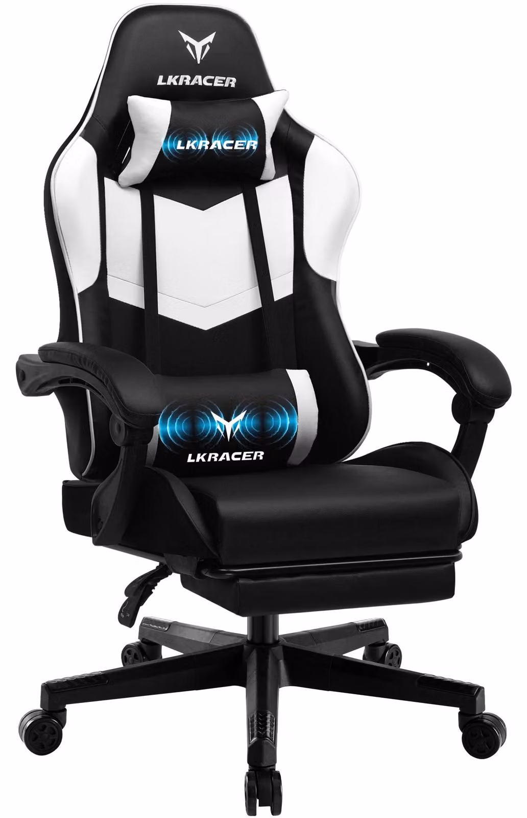 Sedia da gaming, design ergonomico, braccioli regolabili, BIANCA