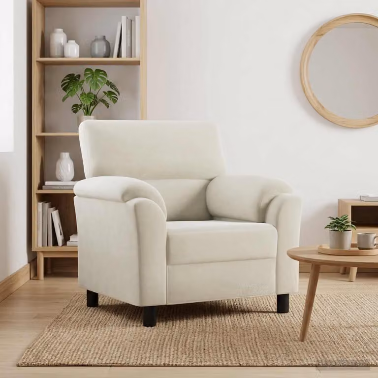 Divano moderno vidaXL in velluto beige L: 94 cm, P: 85 cm, H: 93 cm