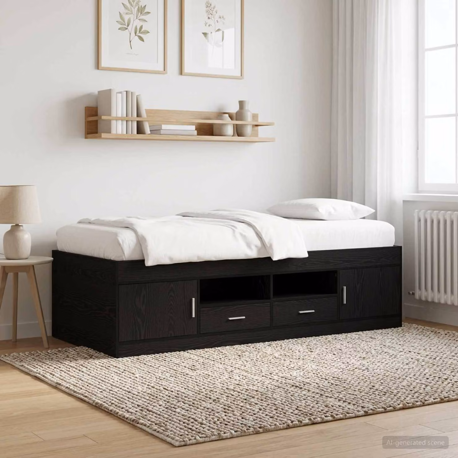 vidaXL Letto moderno con contenitore e cassetti in legno Rovere Nero L 200 x P 80 x H 83 cm