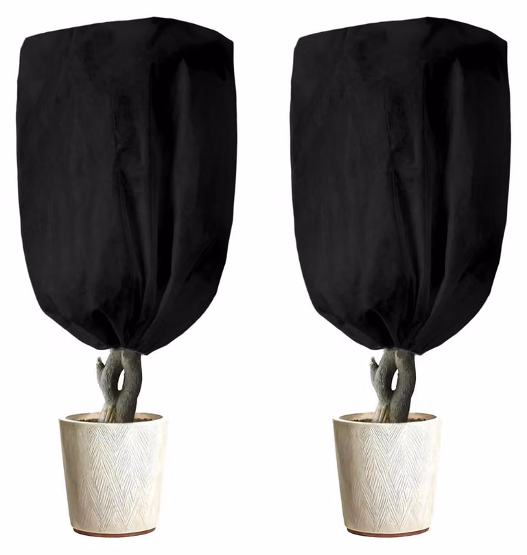 Copertura protettiva per piante, confezione da 2, 80x120 cm, colore nero, tessuto non tessuto, protezione dal gelo