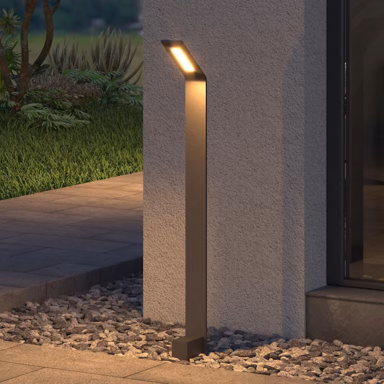 doporro Lampione da Giardino 80 cm IP65 con LED 6W 3000K šC Paletto Luminoso da Esterno in Alluminio Grigio Scuro per Sentieri, Vialetti, Terrazze e Cortili, Design Moderno