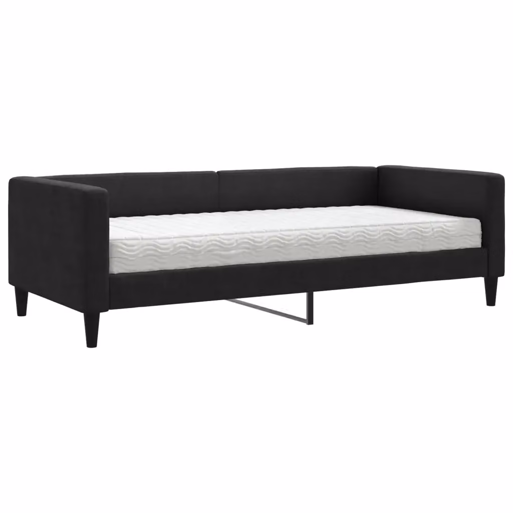 Divano Letto Moderno vidaXL con Materasso Nero in Tessuto L: 200 cm, P: 90 cm – 2