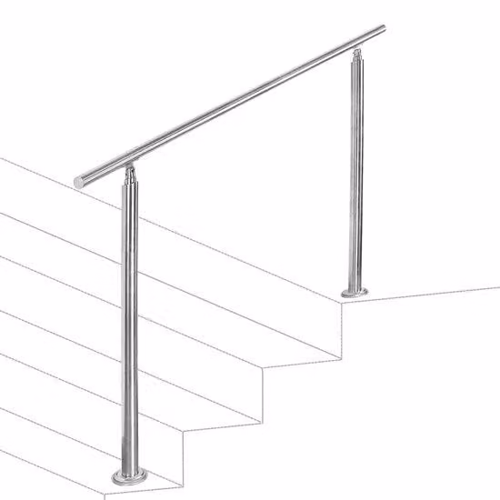 Scala antiscivolo da 120 cm con 0 traversini, montanti in acciaio inossidabile color argento. Set di facile installazione, adatto a tutte le scale