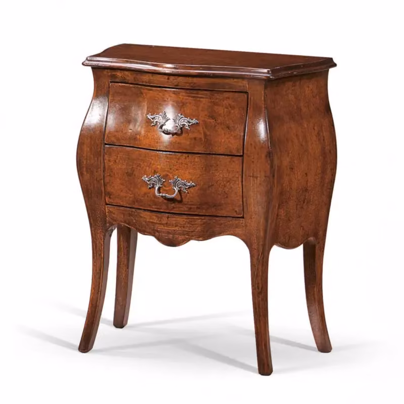 Cassettiera bombata classica con 2 cassetti in legno Mobili 2G colore noce L: 105 cm, P: 42 cm, H: 85 cm – 4