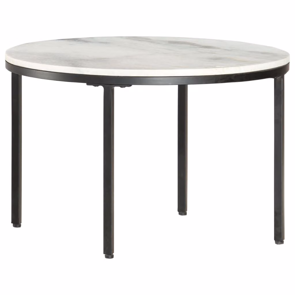 Maison Exclusive - Tavolino bianco e nero Ø 65 cm in vero marmo