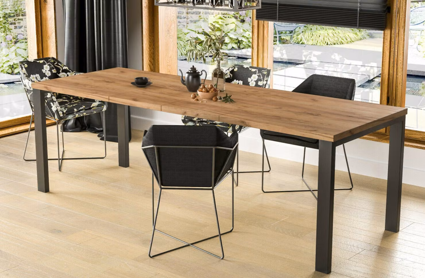Endo-Moebel Garant tavolo da pranzo 80cm - 215cm tavolo da cucina allungabile in metallo con struttura in metallo (rovere Craft)