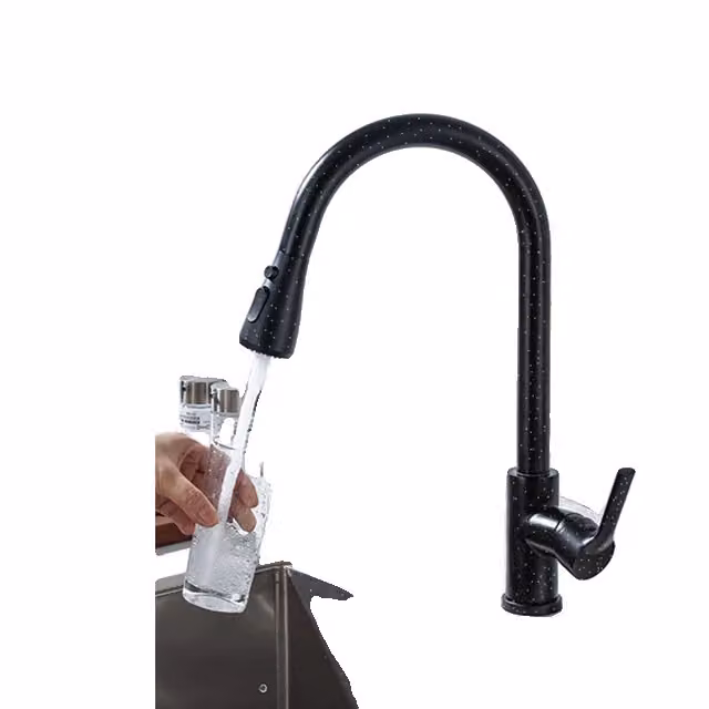 Rubinetto da cucina, design estraibile, superficie nichelata, 04043PBWM Star Black