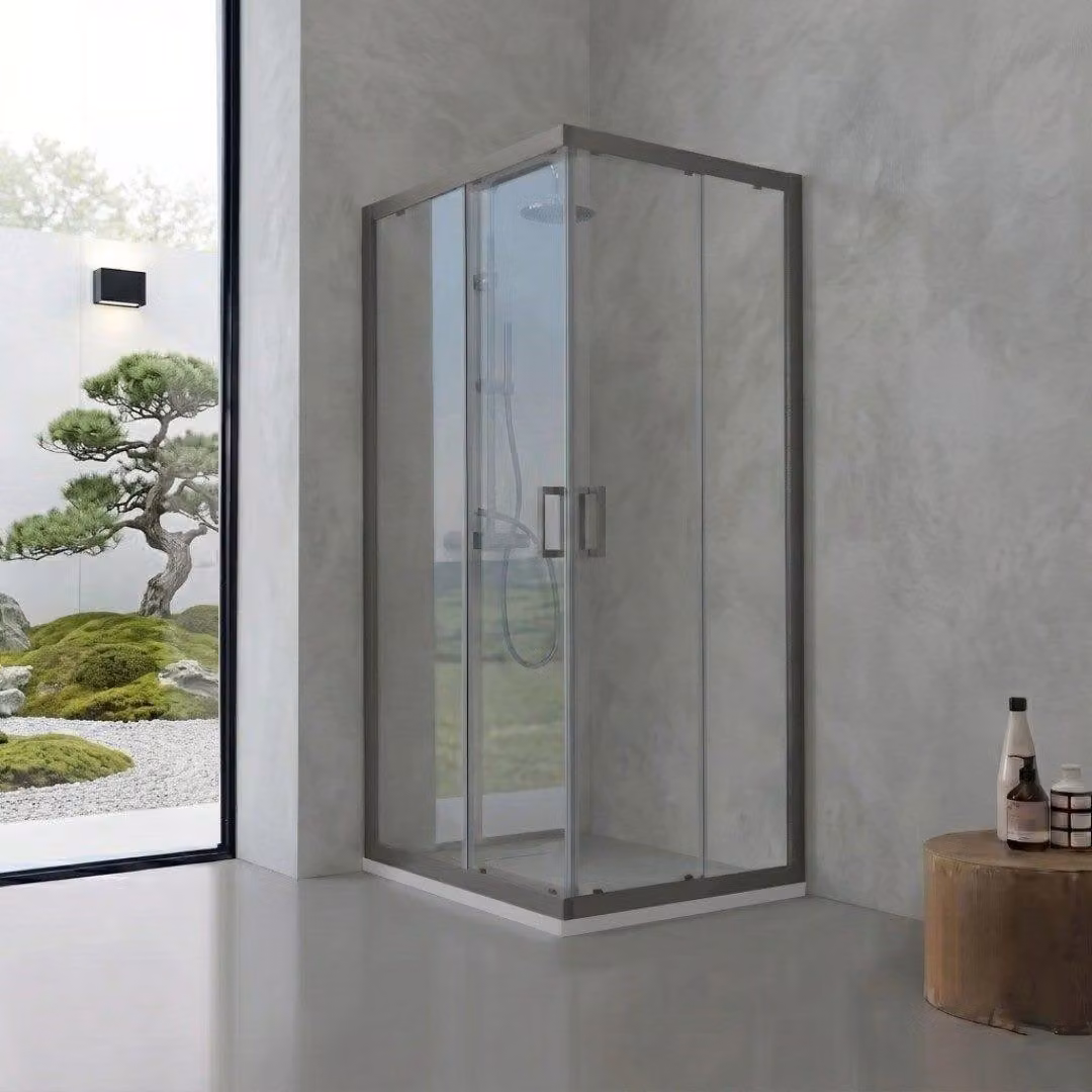 Box doccia 70x70 cm quadrato profili gun metal cristallo temperato trasparente | City