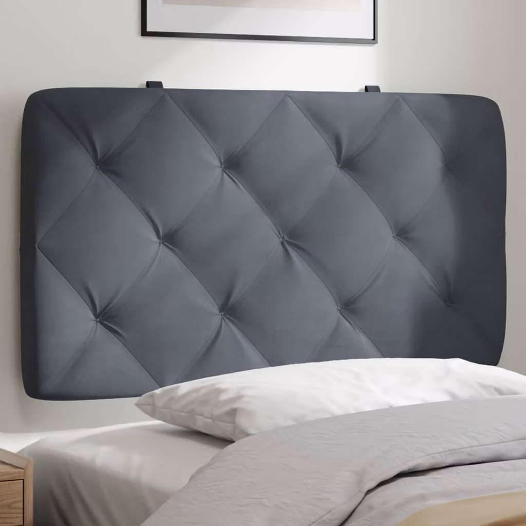 vidaXL Cuscino Testiera in Velluto Grigio con Larghezza: 90 cm