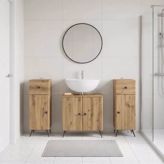 Set di armadietti da bagno in 3 pezzi BREDA Rovere Artigianale 3418052