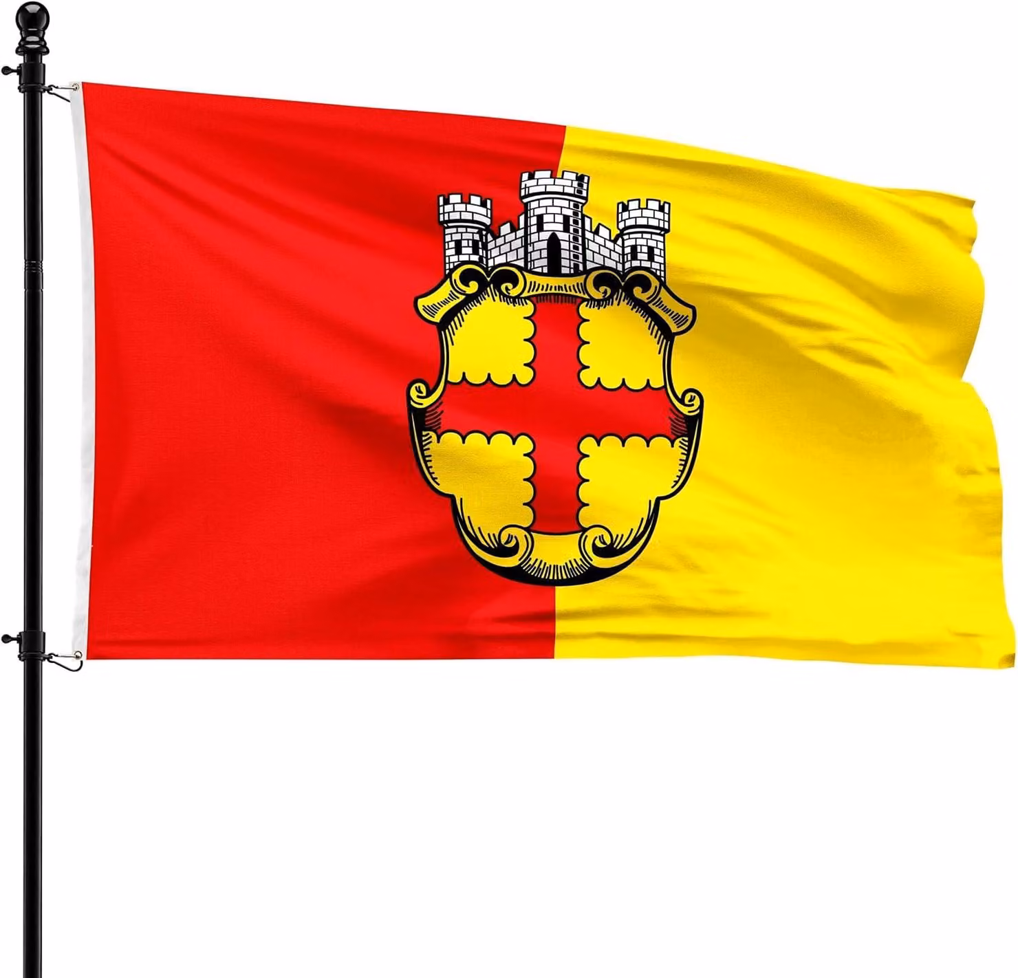 Bandiera comunale di Eupen, 90 x 150 cm, in poliestere, adatta per l'asta di bandiera