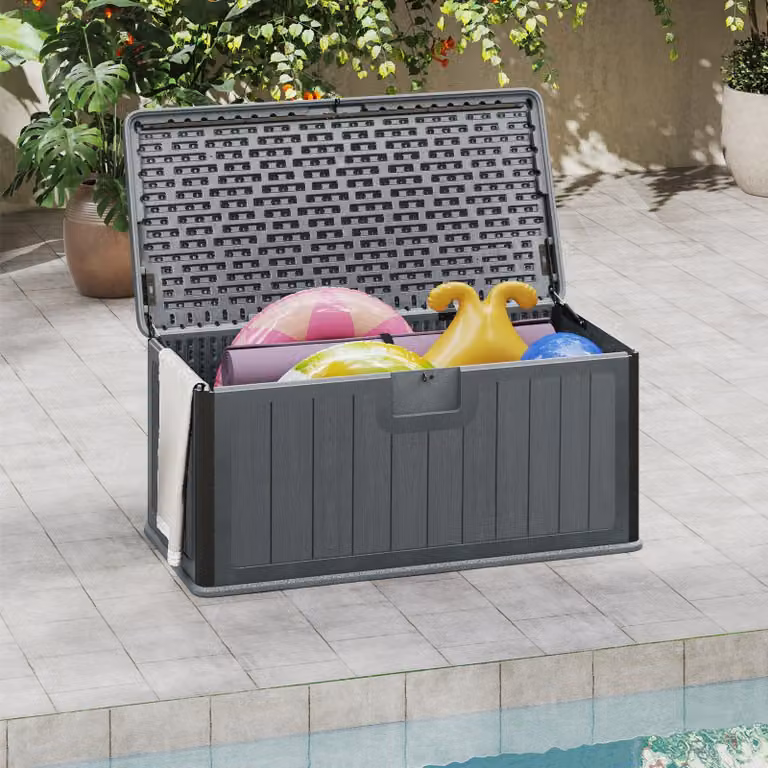 Contenitore di stoccaggio - Panca contenitore - Contenitore di grandi dimensioni - Cassetta da giardino - Scatola portaoggetti - Capacità: 378 litri
