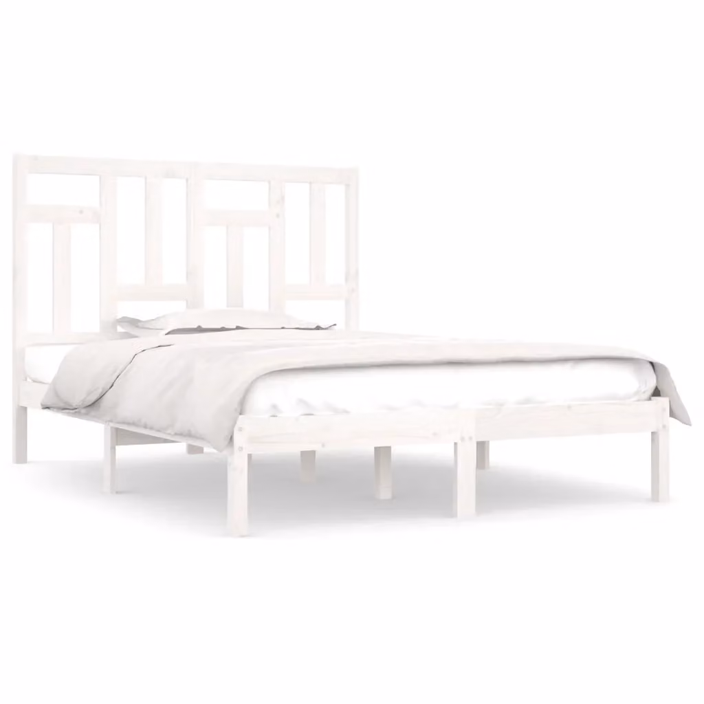 Letto senza materasso vidaXL in legno massello di pino bianco stile rustico L/P/H: 195.5 x 140 x 100 cm – 2