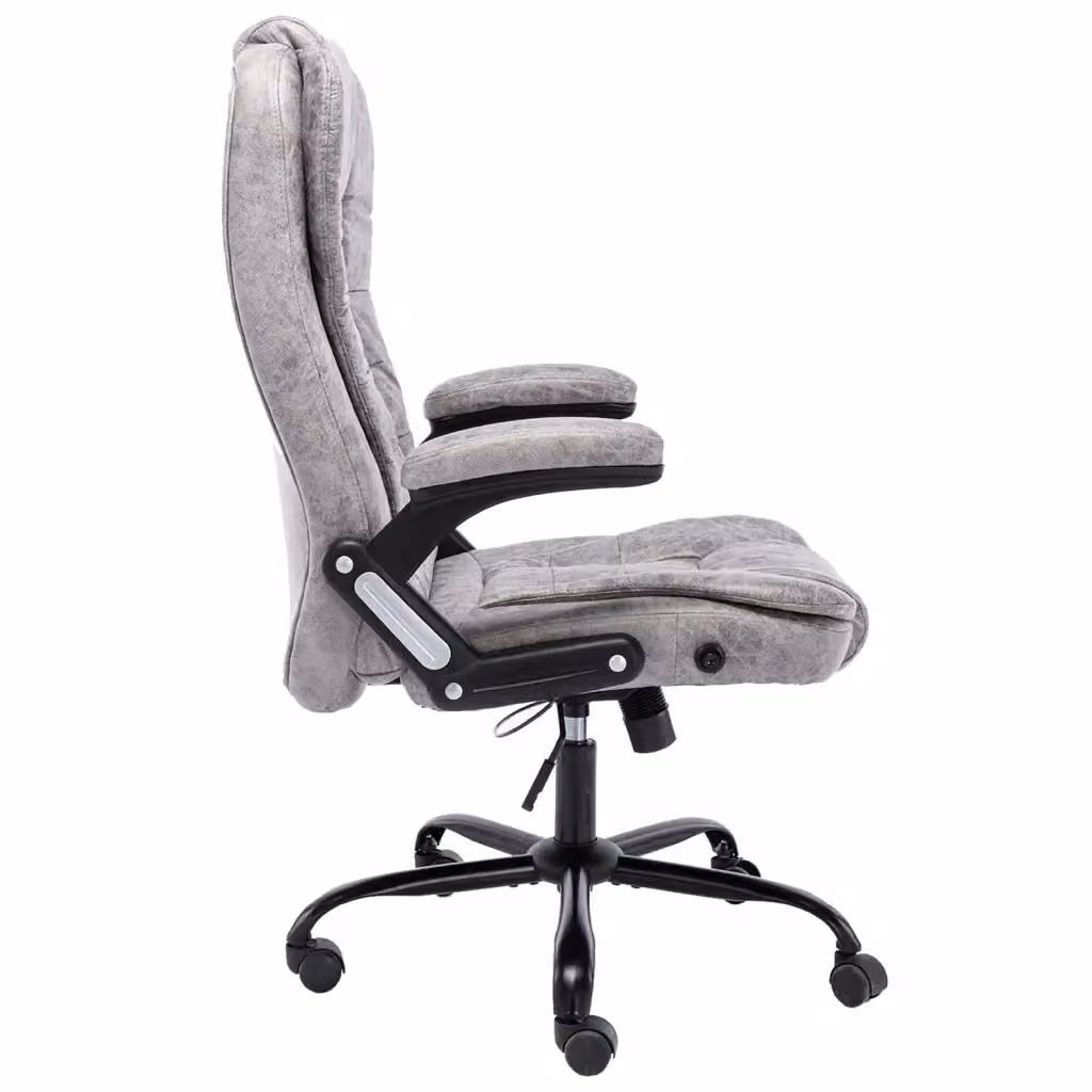 Sedia da ufficio ergonomica moderna vidaXL in microfibra grigia con braccioli e ruote – 2
