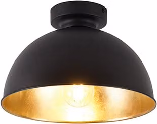QAZQA - Industry I Vintage I Industry I Vintage I Plafoniera I Plafoniera I Lampada I Luce nera con oro I Ottone 28 cm - Magnax I Soggiorno I Camera da letto - Tondo in acciaio - LED adatto E27