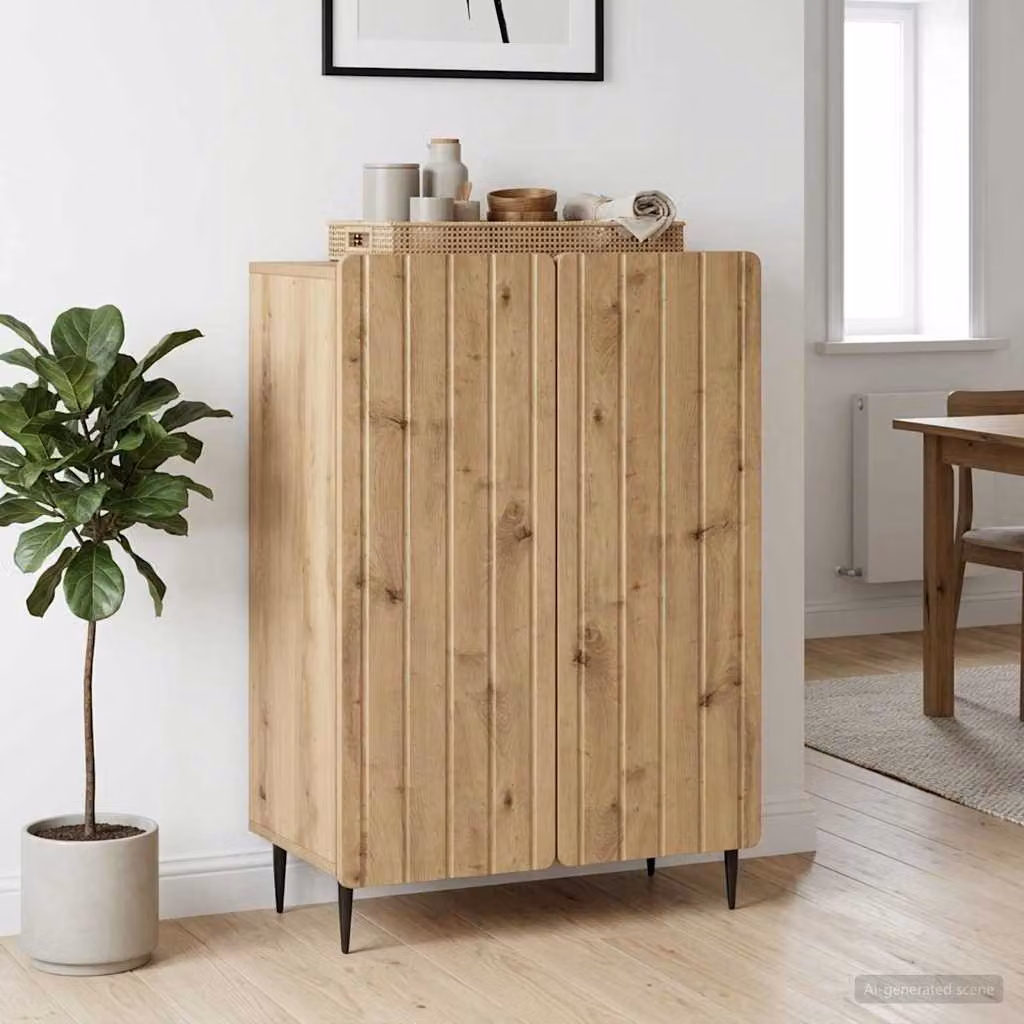 vidaXL Credenza Moderna in Legno e Metallo Marrone L: 66 cm, P: 34,5 cm, H: 92 cm