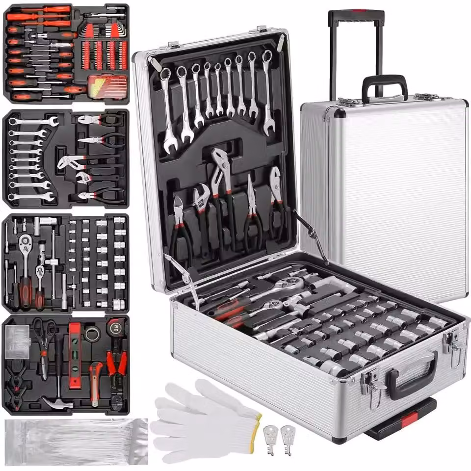 Set di utensili - Set di utensili manuali per lavori meccanici - 799 pezzi - Set combinato - Carrello portautensili con ruote - Adatto per uso domestico e riparazioni - Materiale: plastica