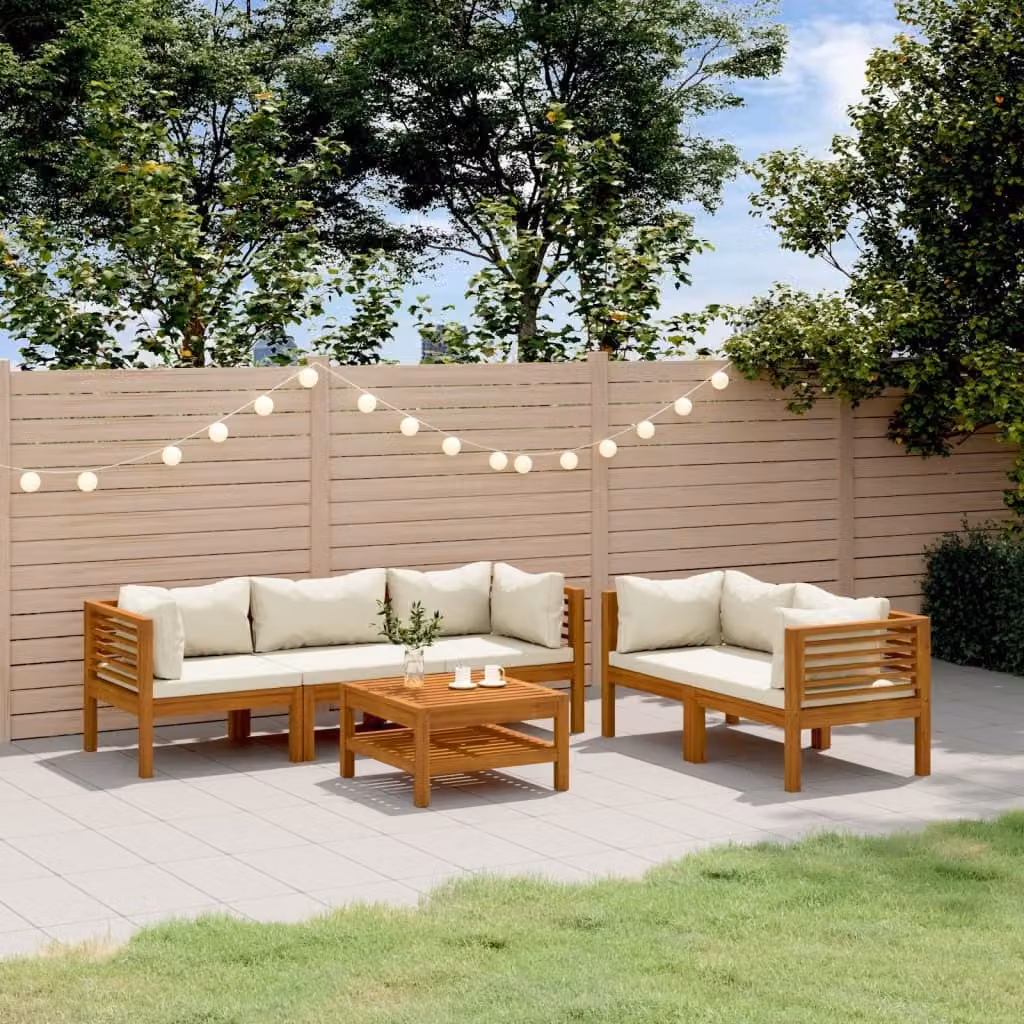 Maison Exclusive - Set da giardino da 6 pezzi con cuscini color crema, in legno massello di acacia