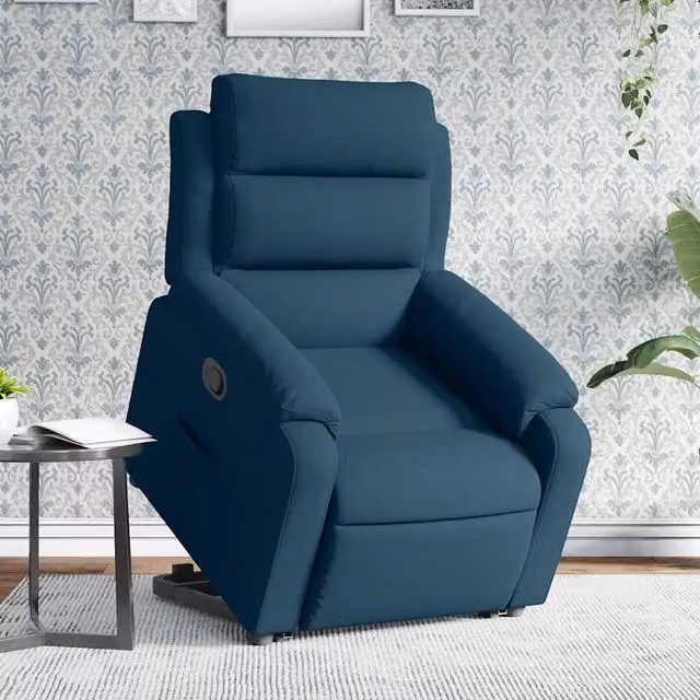Poltrona Alzapersona Reclinabile con Assistenza Elettrica vidaXL in Velluto Blu con Braccioli