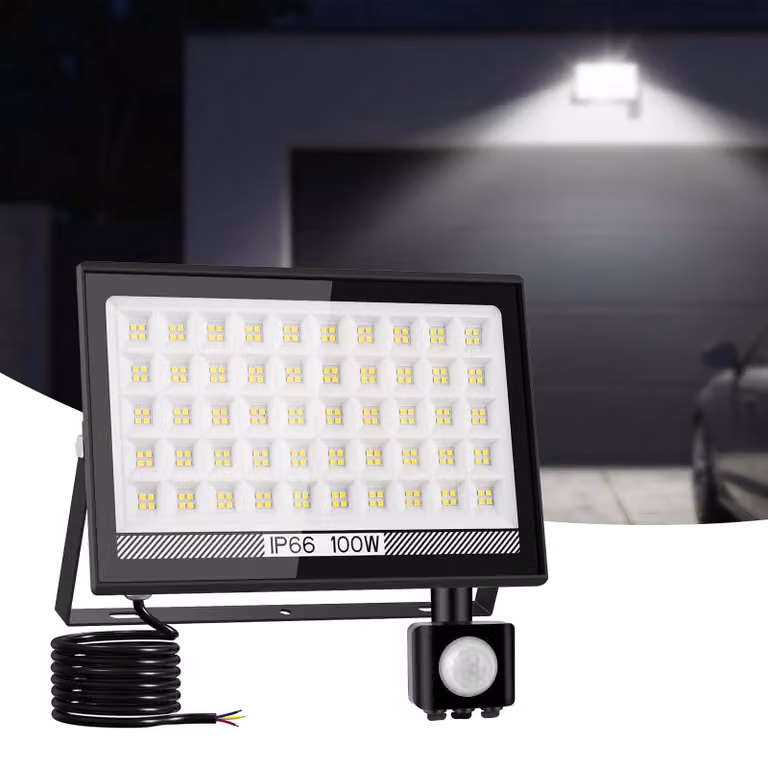 Faretto LED da 100 W con sensore di movimento, 11000 lumen, luce bianca fredda, grado di protezione IP66