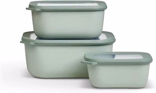 Set di contenitori per congelazione Cirqula in plastica verde, 3 pezzi (750 ml, 1500 ml, 3000 ml), ermetici