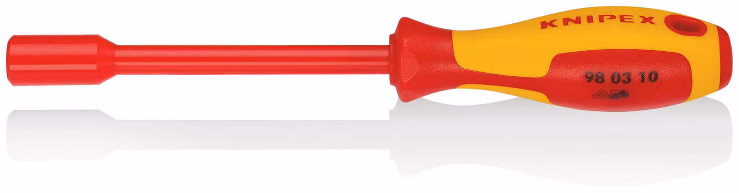 KNIPEX 98 03 10 Chiave a bussola con impugnatura a cacciavite isolante multicomponente, testata VDE brunita 237 mm