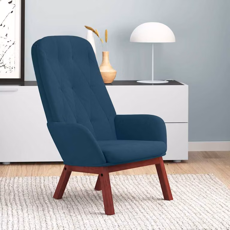 Poltrona Relax vidaXL in Velluto Blu con Braccioli e Design Moderno