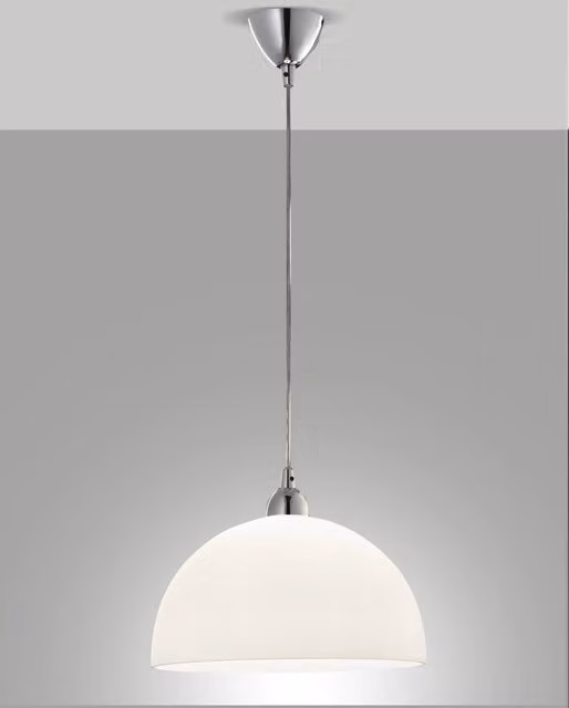 Lampada a Sospensione Nice Fabas in Metallo e Vetro Bianco e Argento con Attacco E27 60W IP20