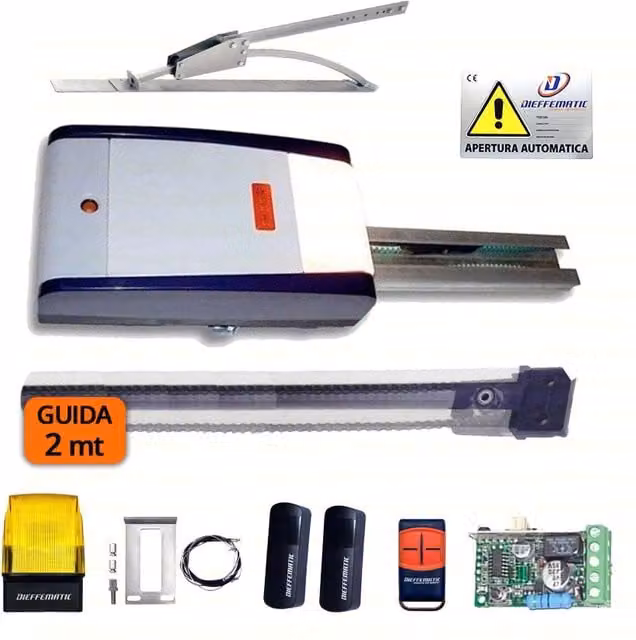 Kit FAAC Genius Zodiac 100 per cancello basculante a contrappesi con guida da 2m e accessori 24V, colore bianco