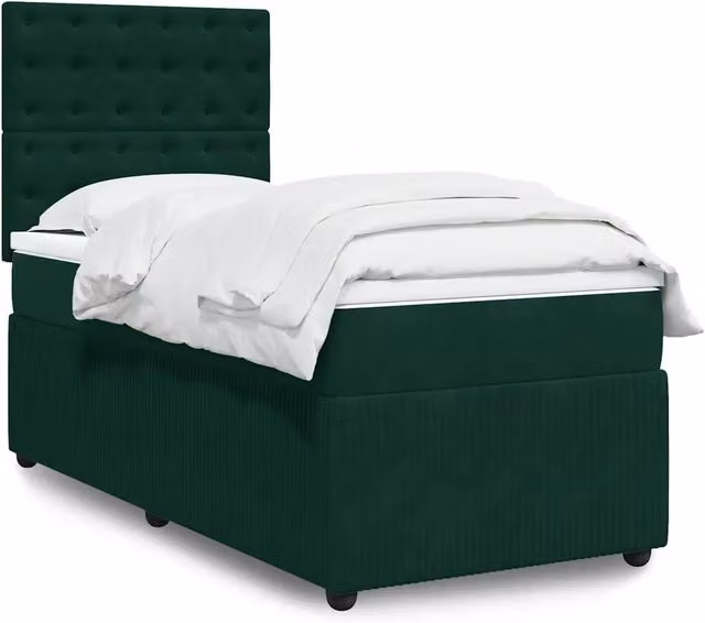 Giroletto a Molle con Materasso Verde Scuro 90x200 cm Velluto 3292253