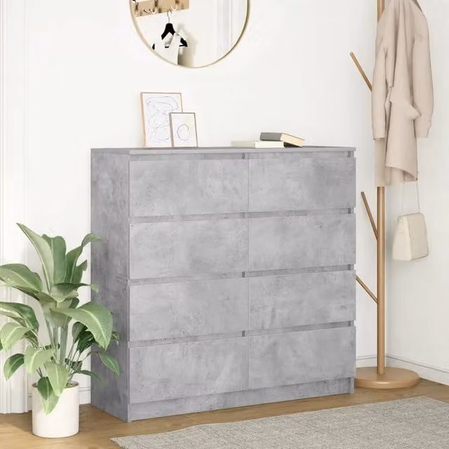 Credenza minimalista vidaXL in MDF grigio opaco per soggiorno L: 100 cm, P: 35 cm, H: 99 cm