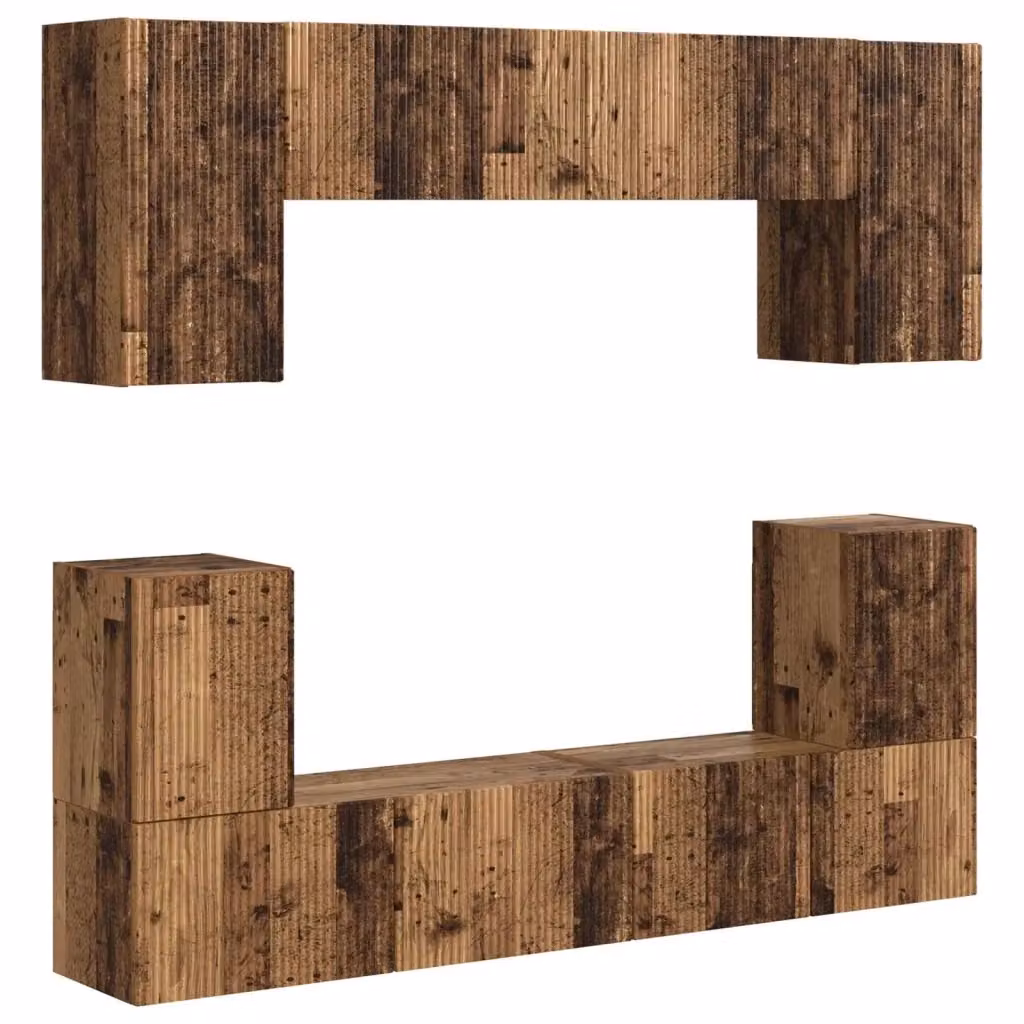Set mobile TV moderno vidaXL in 5 pezzi, colore marrone, in legno e MDF per soggiorno – 2
