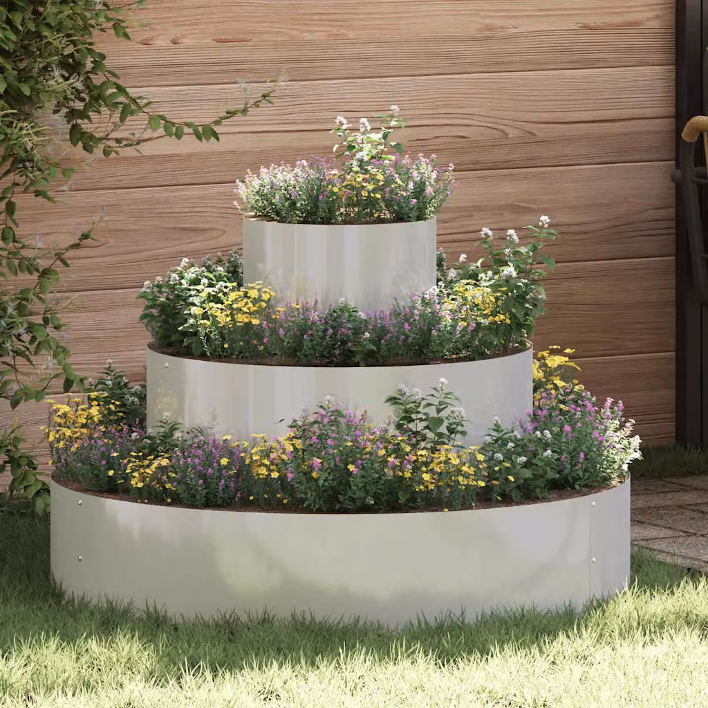 Vaso da giardino vidaXL in acciaio zincato Argento L: 90 cm, P: 90 cm, H: 20 cm