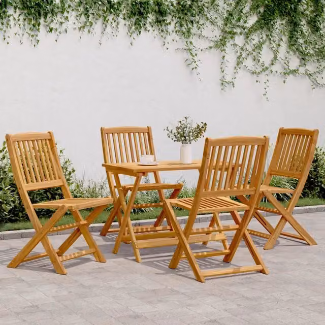 Set Pranzo da Giardino Pieghevole 5pz Legno Massello di Acacia 3206330