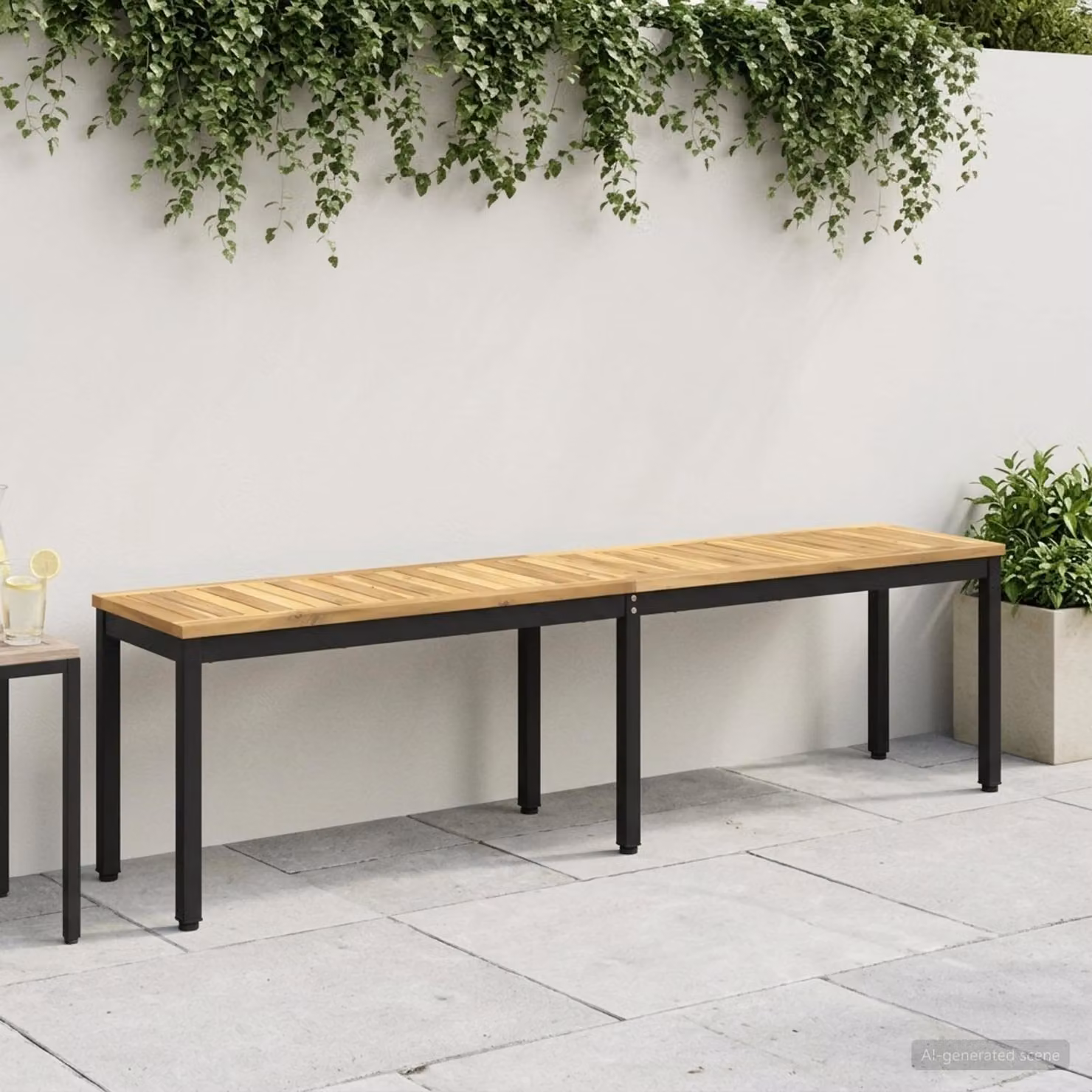 Panchina da giardino vidaXL in legno di acacia massello stile rustico L: 161 cm, P: 35 cm, H: 45 cm