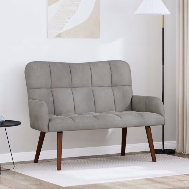 vidaXL Divano a 2 Posti Moderno in Velluto Grigio, L: 115 cm, P: 61 cm, H: 87 cm