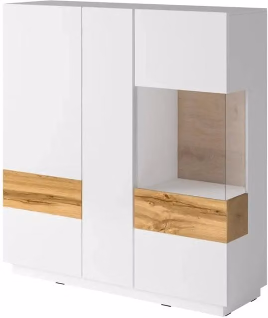 Buffet alto KILES tre porte. Colori bianco e rovere. Stile design