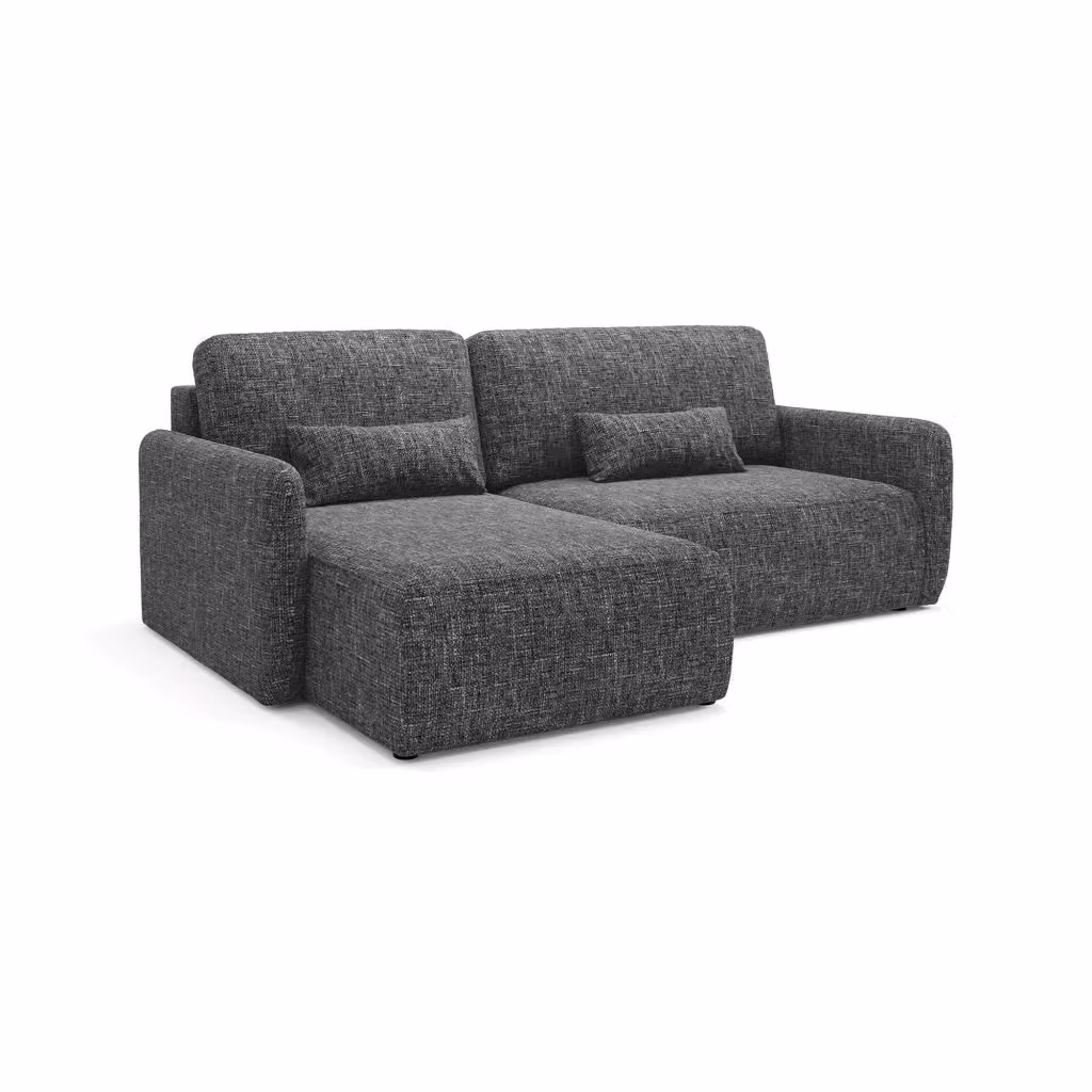 Pagno Divano Letto Moderno con Penisola Contenitore e Rivestimento in Tessuto Grigio L/P/H: 207 x 148 cm – 2