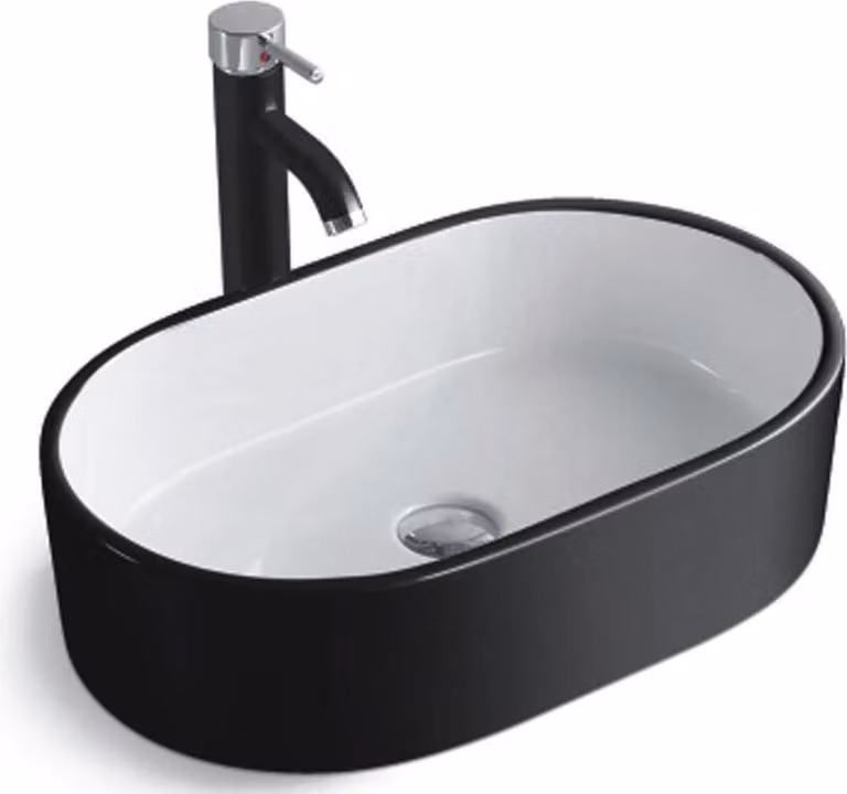 Lavandino da bagno Piano di lavoro lavabo rotondo 55x35cm