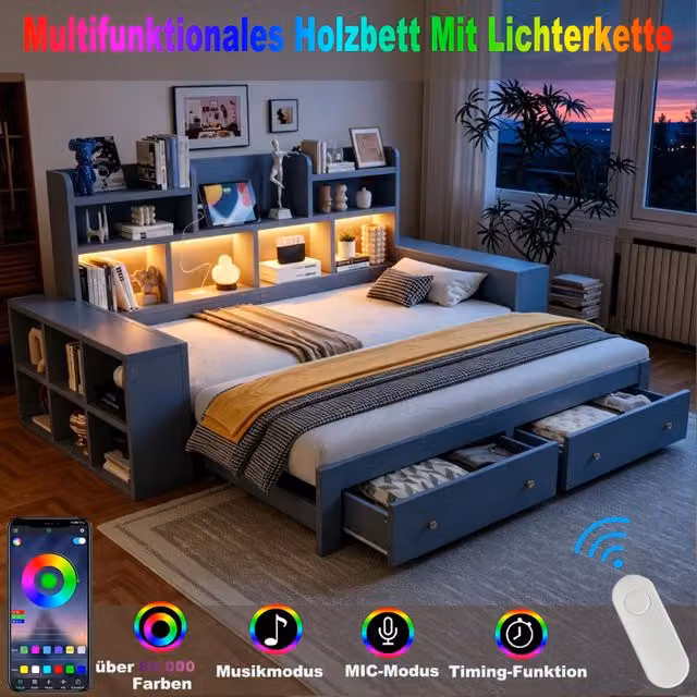 divano letto multifunzione mdf grigio 115 x 230 cm