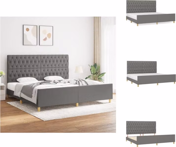 vidaXL Struttura letto con testiera in tessuto grigio scuro 200x200 cm - Letti e strutture letto