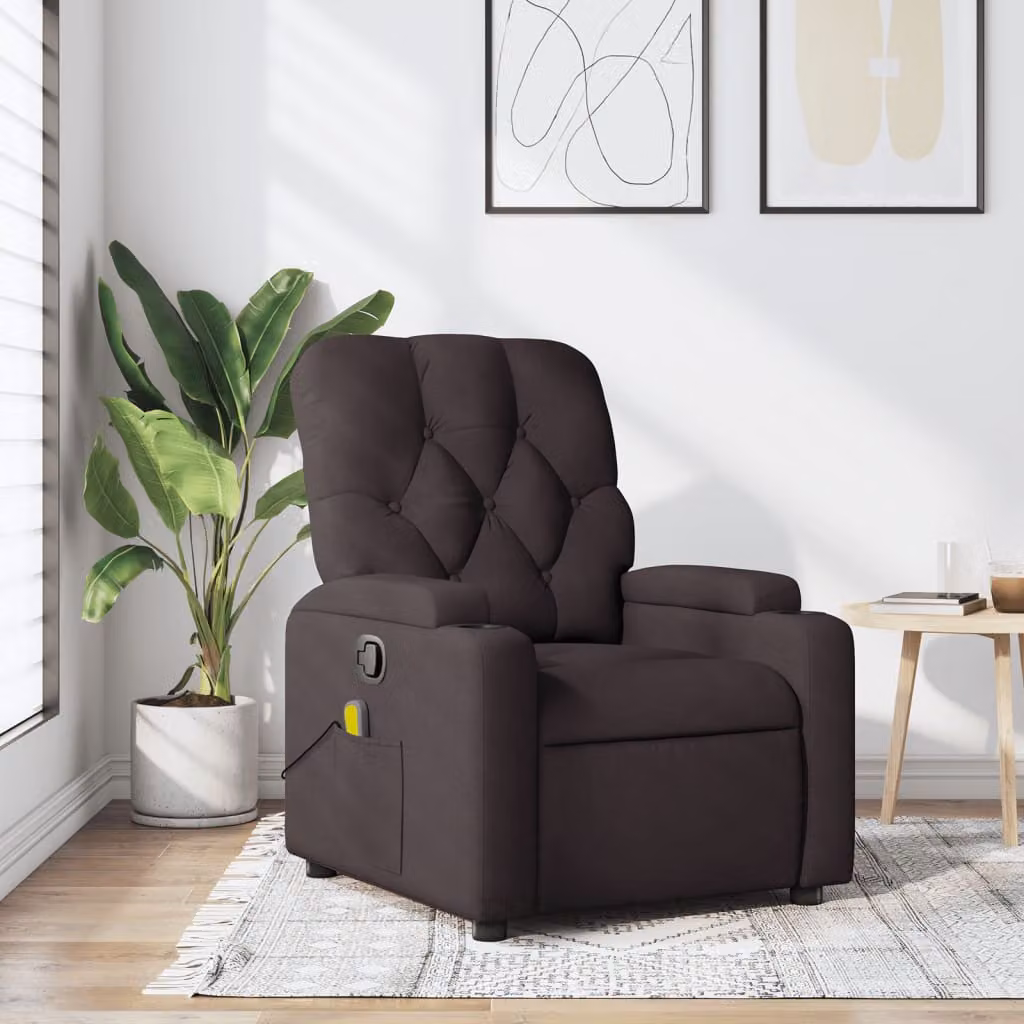 vidaXL Poltrona Reclinabile Relax in Tessuto Marrone con Braccioli e Regolazione Manuale