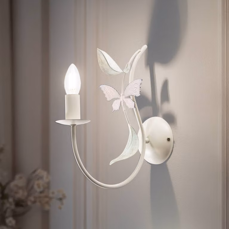 Applique da parete Summer Luminex, dimmerabile, Bianco / Opale, Soggiorno / Sala da pranzo, Metallo, Applique