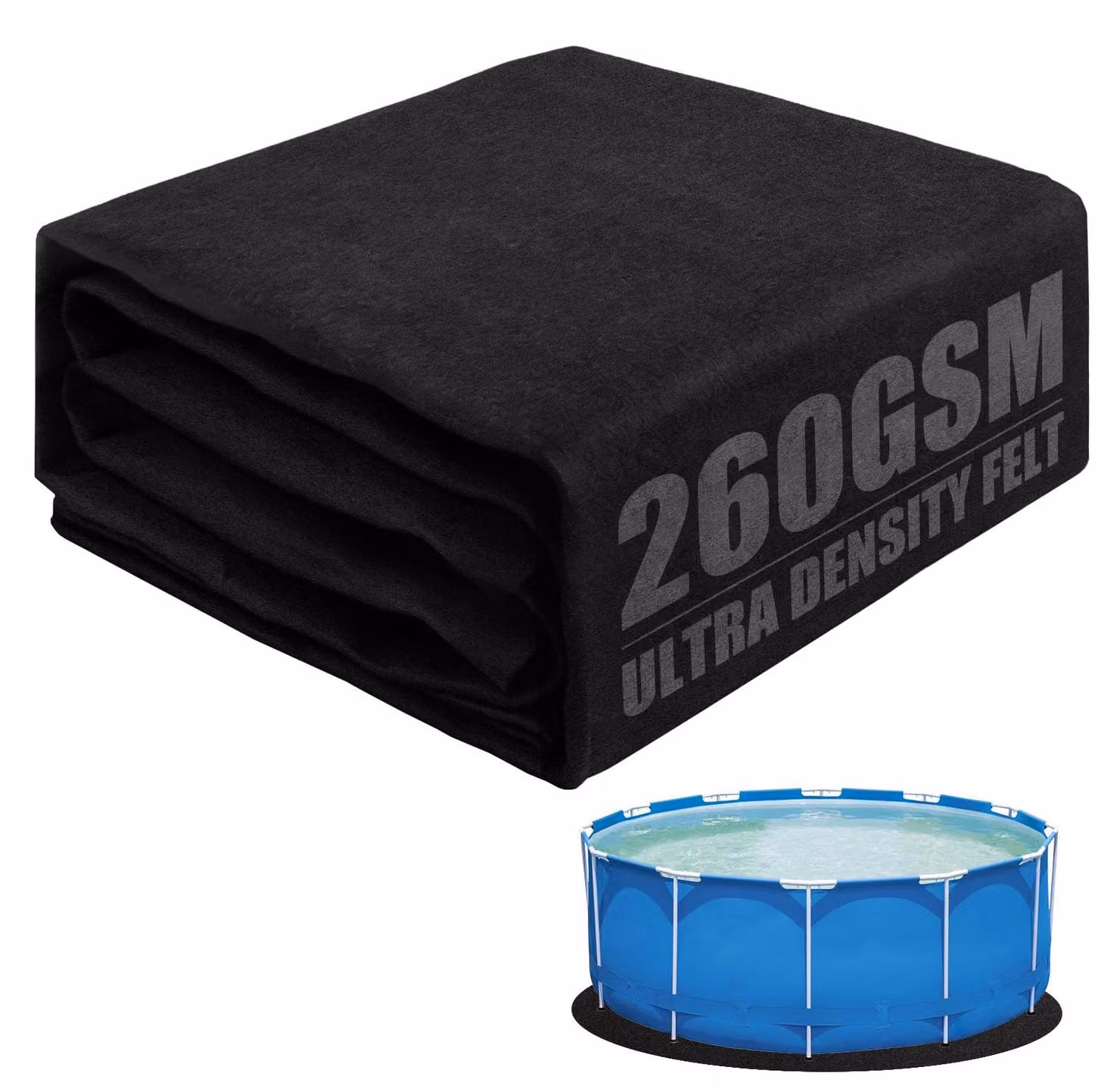 Telo di fondo per piscina, forma circolare, diametro 5,5 metri - Tessuto in feltro, 180 g/m² - Antiscivolo e resistente agli strappi - Protezione e comfort per la piscina