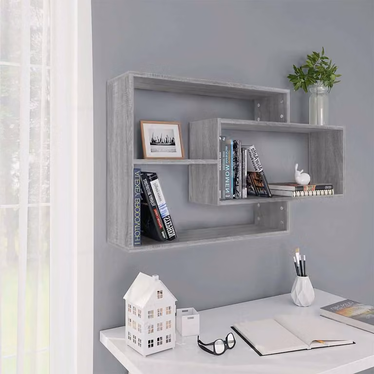vidaXL Mensola a Muro Moderna in Legno Multistrato e MDF, Grigio Sonoma, L 104 cm x P 20 cm x H 58,5 cm