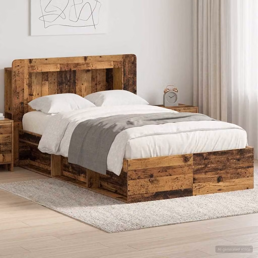 vidaXL Telaio letto con cassetti in legno color marrone L 120 x P 200 cm